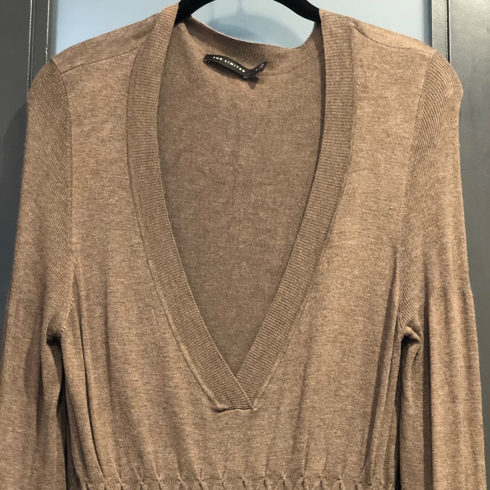 Deep v long sleeve sweater dress